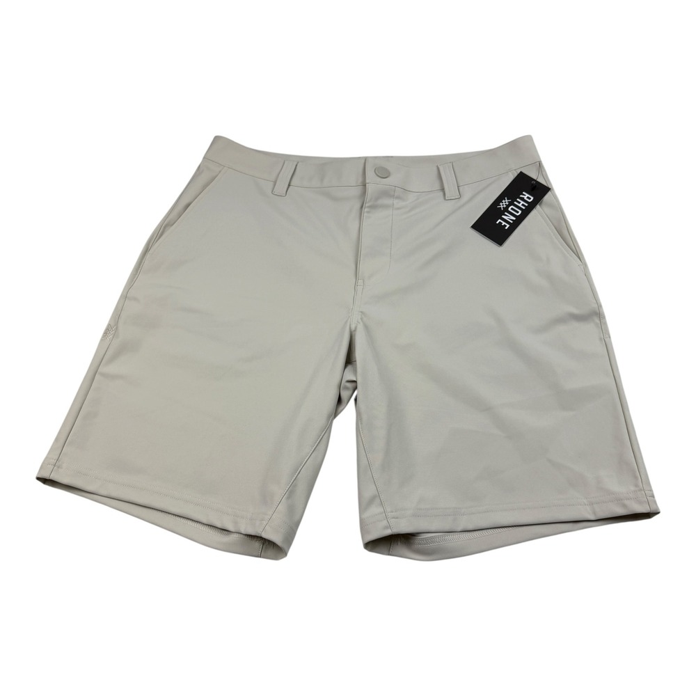 Rhone Mens Commuter 9" Flex-Knit Shorts Stone Gray Size 33 NWT 100273-230-33